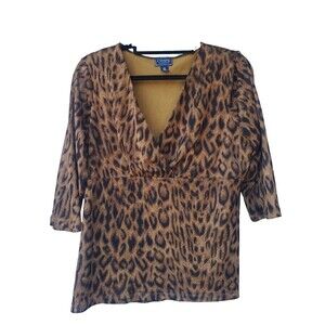 Chaps Animal Print 3.4 Sleeve Blouse Size 2X